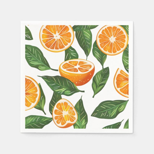 Botanische Frucht Orange Citrus Nahtlos Serviette (Vorderseite)
