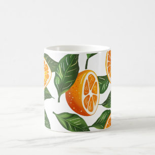 Botanische Frucht Orange Citrus Nahtloses Muster Kaffeetasse
