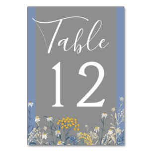 Botanische Gänseblume Floral Gelb und Marineblau H Tischnummer