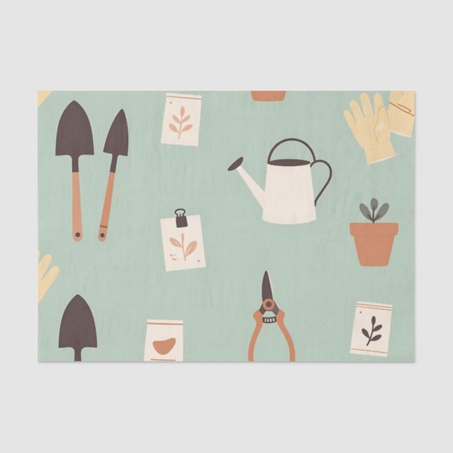 Botanische Gartenaccessoires Muster Seidenpapier (Vorderseite)