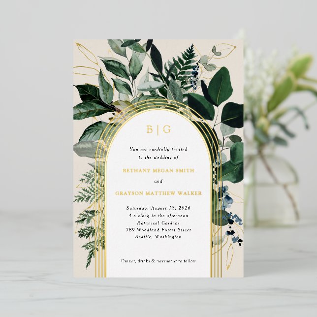Botanische Gartenfoliengewölbe Hochzeit lädt ein Folieneinladung (Stehend vorne)