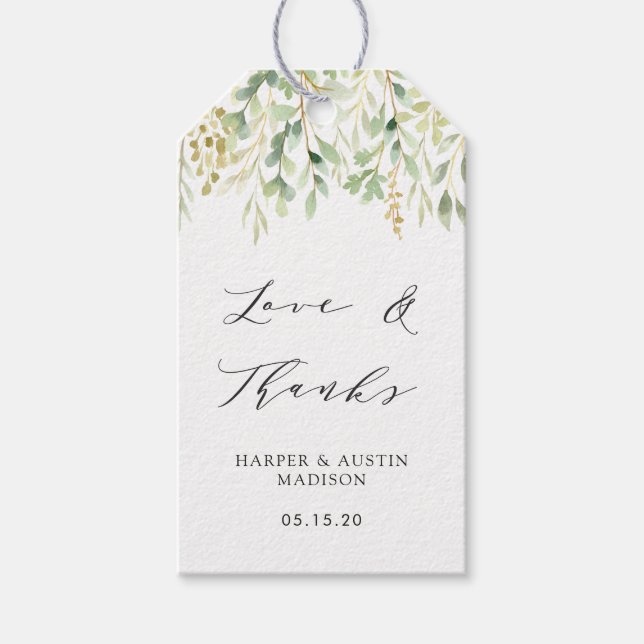 Botanische Gastgeschenk Hochzeit Green Foliage Vie Geschenkanhänger (Vorderseite)