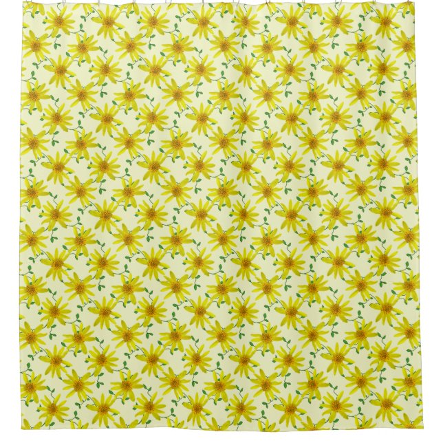 Botanische gelbe Arnika-Wildblume auf irgendeiner Duschvorhang (Vorderseite)