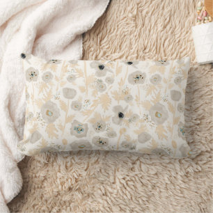 Botanische Gelbe Goldgraue Wasserfarbe Blumendruck Lendenkissen