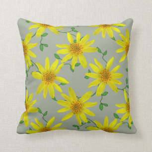Botanische gelbe Wildblume auf irgendeiner Farbe Kissen