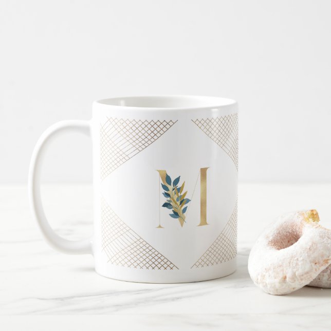 Botanische Geometrie der botanischen Monographie Kaffeetasse (Mit Donut)