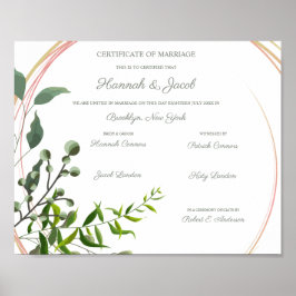 Botanische Geometrie mit Blätter für Hochzeitsplan Poster