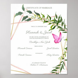 Botanische Geometrie mit Blätter und Schmetterling Poster