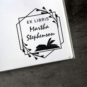 Botanische Geometrische Ex Libris für Buchliebhabe Permastempel