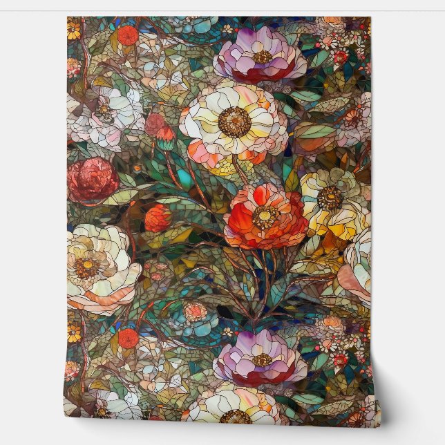 Botanische Glasblätter Tapete (Abrollen)