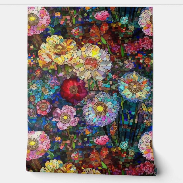 Botanische Glasblätter Tapete (Abrollen)