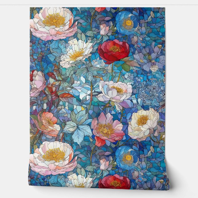 Botanische Glasblätter Tapete (Abrollen)