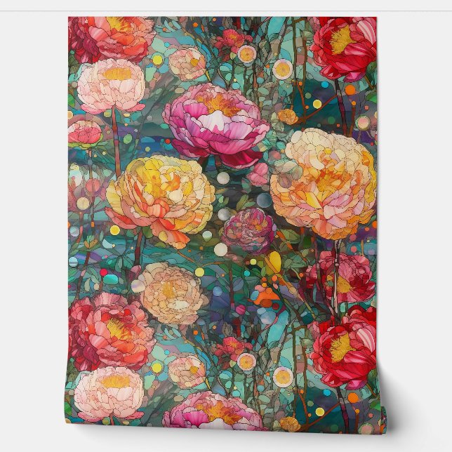 Botanische Glasblätter Tapete (Abrollen)