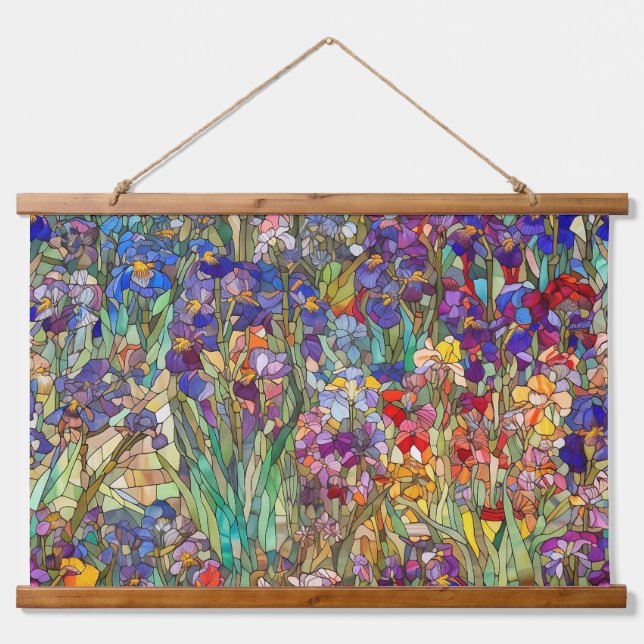 Botanische Glasblätter Wandteppich Mit Holzrahmen (Vorne)