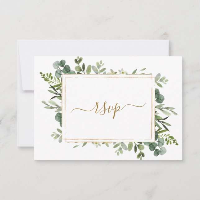 Botanische Gold Greenerity Wedding RSVP Card (Vorderseite)