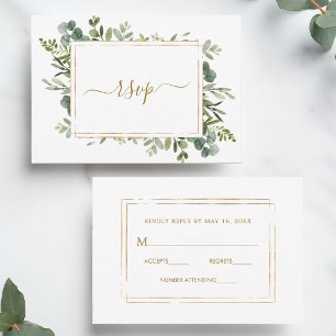 Botanische Gold-Grün-Hochzeits-RSVP-Karte RSVP Karte