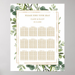 Botanische Gold-Grüne Hochzeitsstift Poster