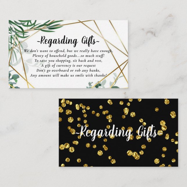 Botanische Gold Honeymoon Fund Cards Begleitkarte (Vorne/Hinten)