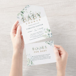 Botanische Goldbrief-Kinderdusche  All In One Einladung