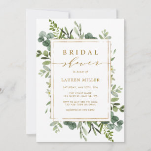 Botanische goldene Grünanlage Bridal Dusche Einlad Einladung