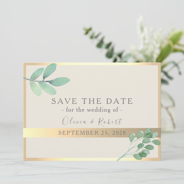 Botanische Goldgräber Hochzeitstag Rett Save The Date (Stehend Vorderseite)