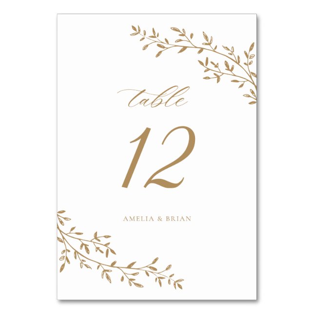 Botanische Goldhochzeit in der Branche Elegantes L Tischnummer (Vorderseite)