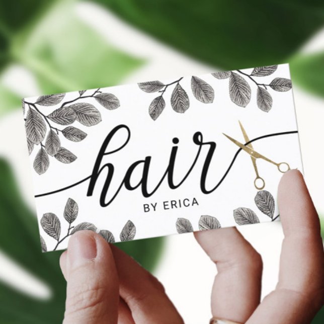 Botanische Goldschere Friseur Salon Ernennung Visitenkarte (Von Creator hochgeladen)