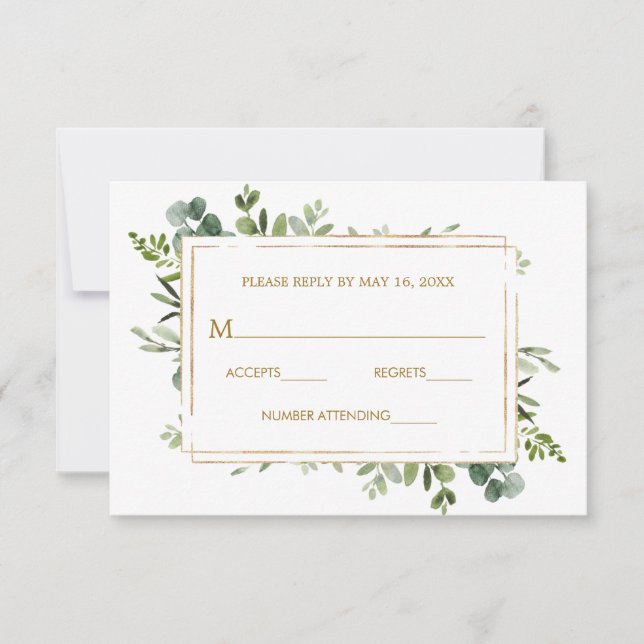 Botanische Goldschmiede Hochzeit RSVP (Vorderseite)