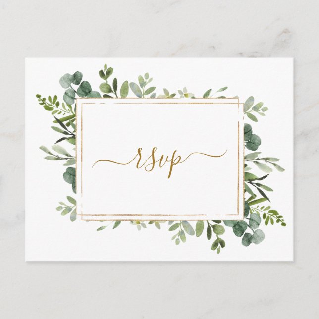 Botanische Goldschmiede Hochzeit RSVP Einladungspostkarte (Vorderseite)