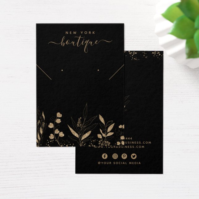 Botanische Grafikkarte des eleganten Gold Glitzer (Schreibtisch)
