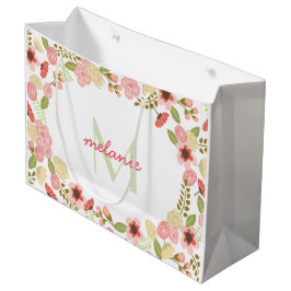 Botanische große, florale Geldbeutel für Monogramm Große Geschenktüte