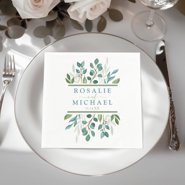 Botanische Grünanlage Hochzeitsempfang Serviette (Botanical Greenery Wedding Paper Napkin )