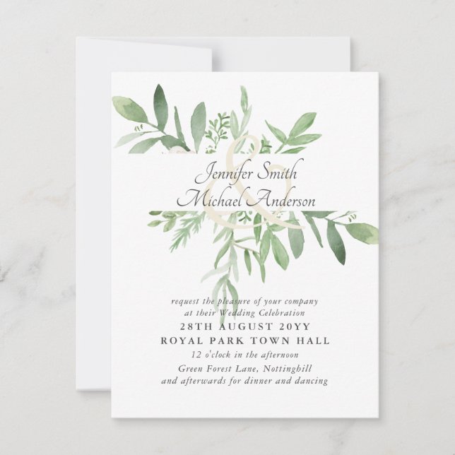 Botanische Grünanlagen Blätter Moderne Hochzeiten  (Vorderseite)