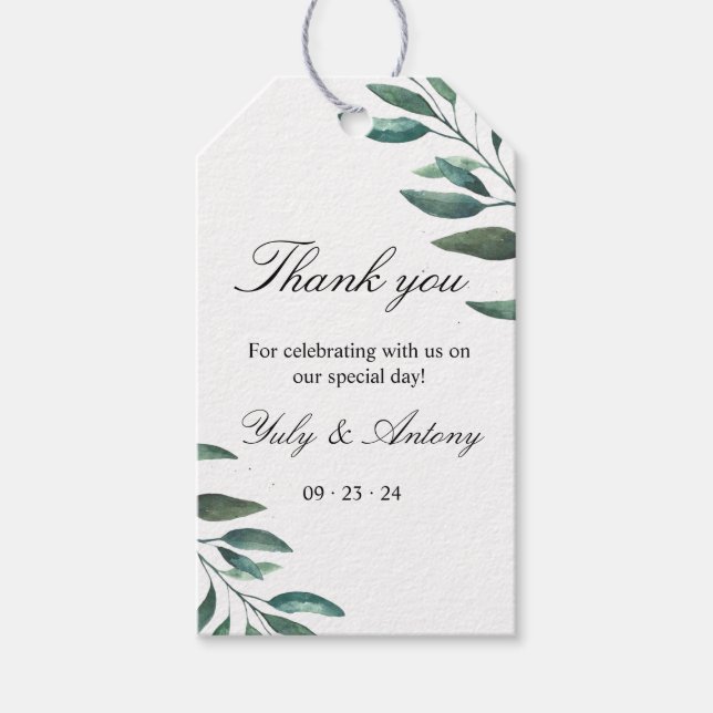 Botanische grüne Blätter Moderne Dankeschön Ihnen  Geschenkanhänger (Vorderseite)