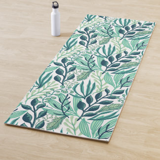 Botanische grüne Blätter Pflanzen modern  Yogamatte