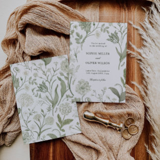 Botanische Grüne Einladung zur Hochzeit