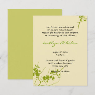 Botanische, grüne Gay Lesbian Hochzeit Einladung
