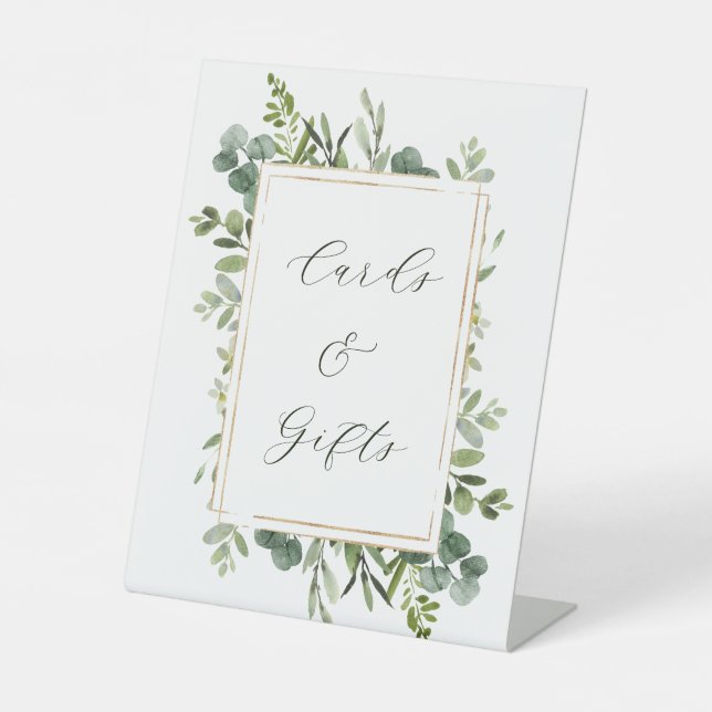 Botanische Grüne Hochzeitskarten und Geschenke Sockelschild (Vorderseite)