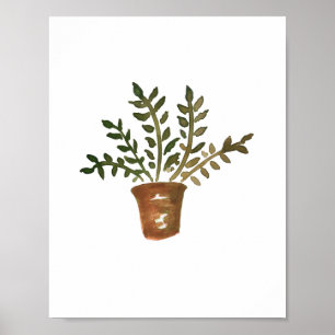 Botanische Grüne Pflanze Aquarellmalerei Poster