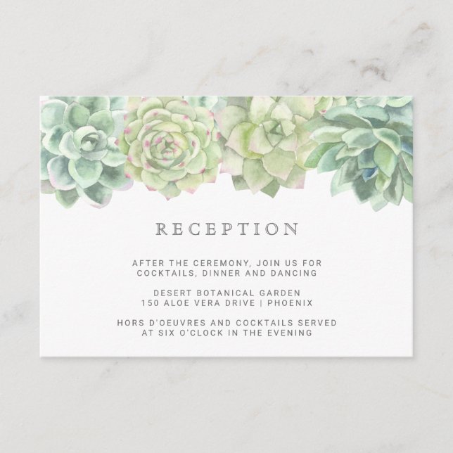 Botanische grüne Säkulare Hochzeitsempfang Begleitkarte (Vorderseite)
