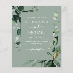 Botanische Grüne Smaragdgrüne Hochzeit Flyer