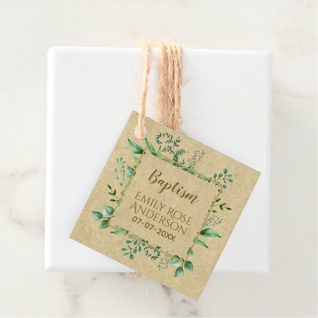 Botanische Grüne Taufe Boy Girl Vielen Dank Geschenkanhänger (Beispiel)