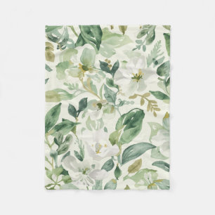 Botanische grüne Wasserfarbe Florale Blätter Natur Fleecedecke