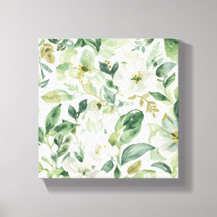 Botanische grüne Wasserfarbe Florale Blätter Natur Leinwanddruck