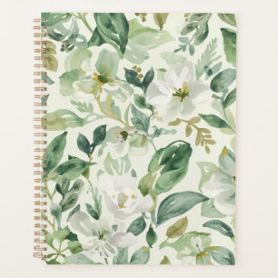Botanische grüne Wasserfarbe Florale Blätter Natur Planer
