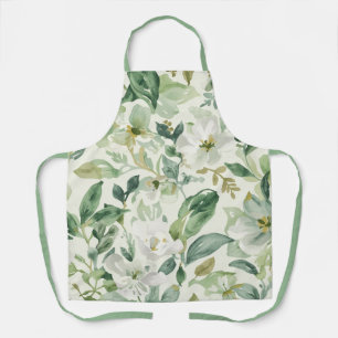 Botanische grüne Wasserfarbe Florale Blätter Natur Schürze