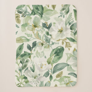 Botanische grüne Wasserfarbe Florale Blätter Natur Sherpadecke