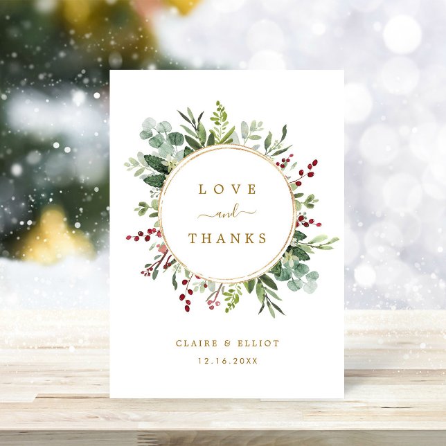 Botanische Grüne Weihnachtsfeiertag Goldhochzeit Dankeskarte (Von Creator hochgeladen)