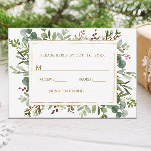 Botanische Grüne Weihnachtsfeiertag Goldhochzeit RSVP Karte