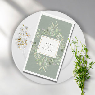 Botanische Grünpflanzen Blätter Salbeigrüne Hochze Serviette